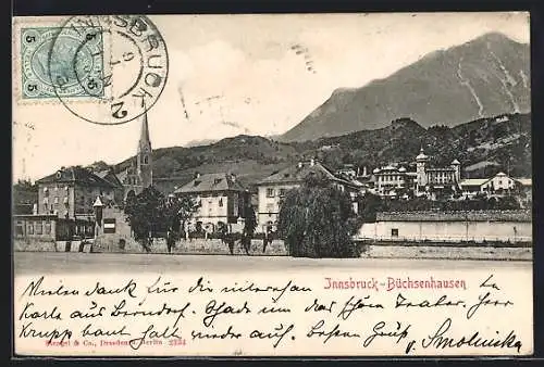 AK Innsbruck-Büchsenhausen, Blick auf die Stadt vom gegenüber liegenden Ufer