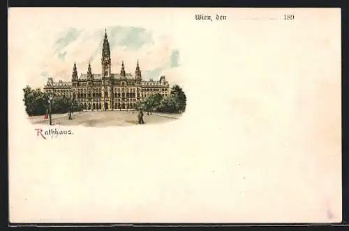 Lithographie Wien, Ansicht vom Rathaus