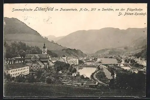 AK Lilienfeld im Traisenthale, Ortsansicht mit St. Pölten-Kernhof an der Flügelbahn