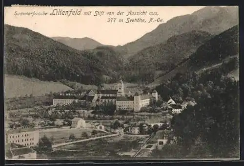 AK Lilienfeld, Ortsansicht mit Stift von der Aussicht