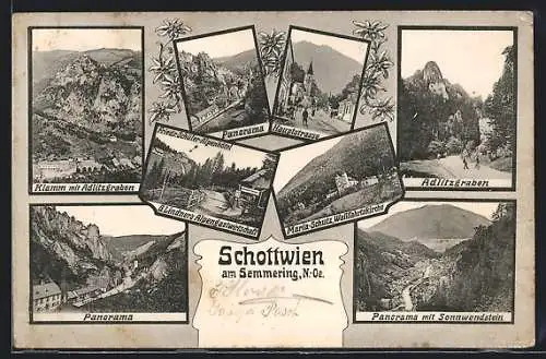 AK Schottwien am Semmering, Hauptstrasse, G. Lindners Alpengasthaus, Adlitzgraben