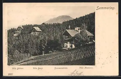 AK Semmering, Villa Bittner, Dunz und Neumann mit Sonnwendstein