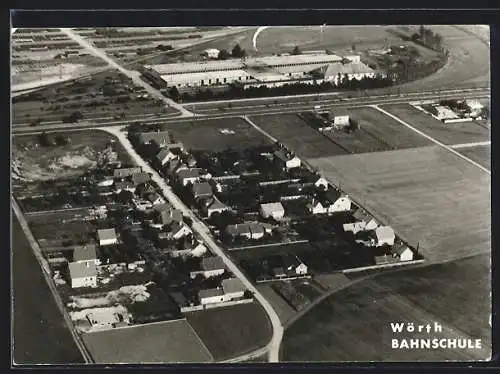 AK St. Georgen am Steinfelde, Wörth mit Bahnschule, Fliegeraufnahme