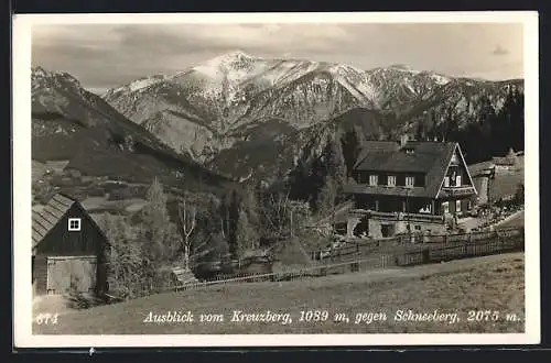 AK Payerbach, Ausblick vom Kreuzberg gegen den Schneeberg