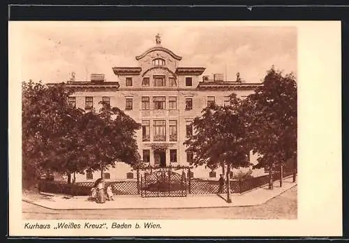 AK Baden b. Wien, Kurhaus Weisses Kreuz