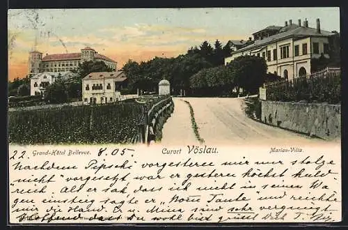 AK Vöslau, Grand-Hôtel Bellevue und Marien-Villa