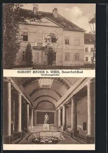 AK Baden, Sauerhof-Bad, Weilburgstrasse, Innenansicht