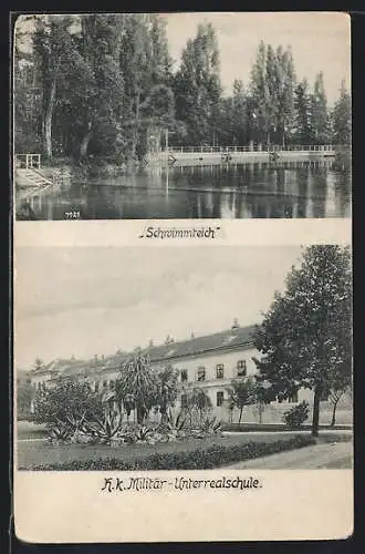 AK Bad Fischau, K. k. Militär-Unterrealschule, Schwimmteich