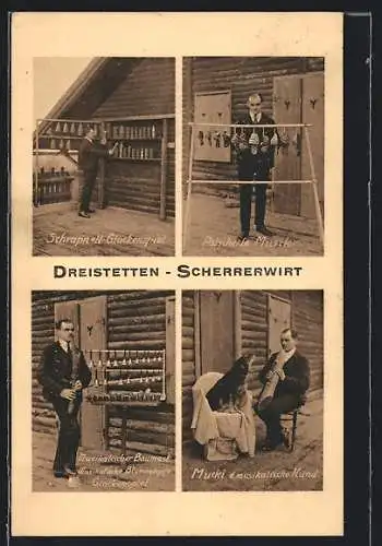 AK Dreistetten, Gasthaus Scherrerwirt, Schrapnell-Glockenspiel, Patscherte Musik