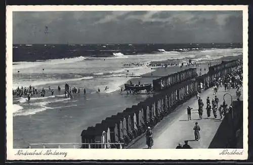 AK Norderney, Menschen am Strand, Wattwanderung