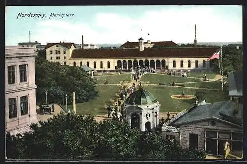 AK Norderney, Marktplatz aus der Vogelschau