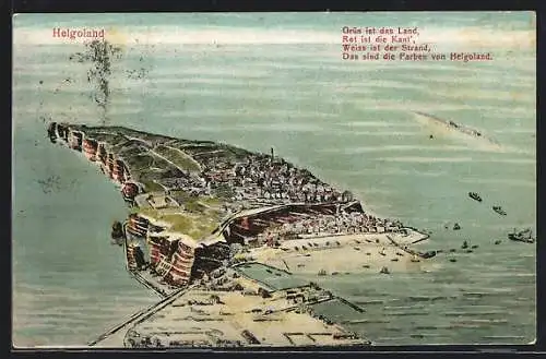 AK Helgoland, Ortsansicht aus der Vogelschau