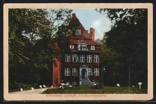 AK Cuxhaven, Schloss Ritzebuttel, Vorderansicht mit Zufahrt