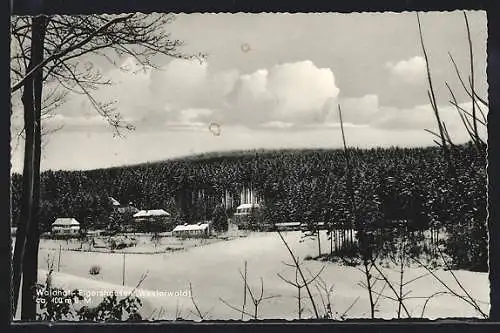 AK Waldhof-Elgershausen /Westerwald, Blick auf verschneite Häuser