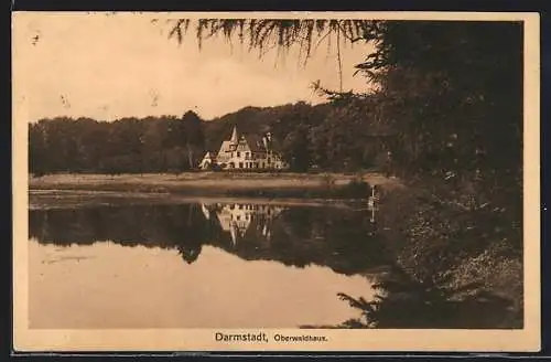 AK Darmstadt, Oberwaldhaus am Wasser