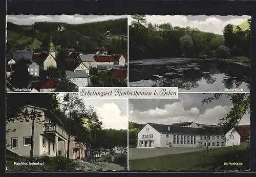 AK Nentershausen b. Bebra, Teilansicht, Kunstteich, Familienferienhof, Kulturhalle