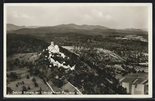 AK Rötteln bei Lorrach, Das Schlosss vom Flugzeug aus