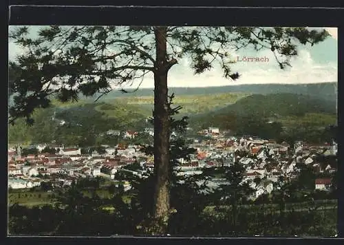 AK Lörrach, Gesamtansicht von einem Berg aus