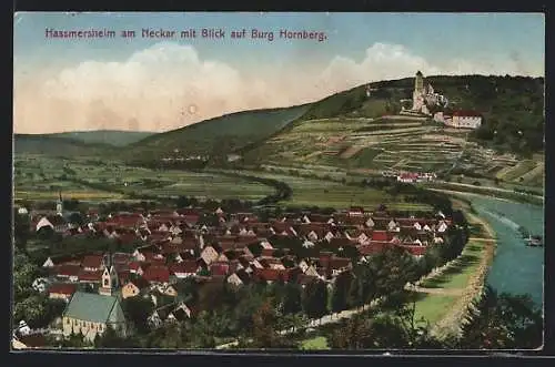 AK Hassmersheim, Burg Hornberg mit Ortsansicht