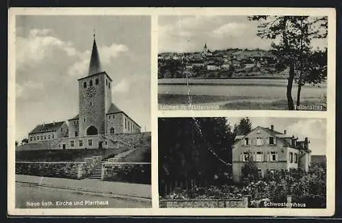 AK Leimen i. Pfälzerwald, Teilansicht, Schwesternhaus, Neue kath. Kirche und Pfarrhaus