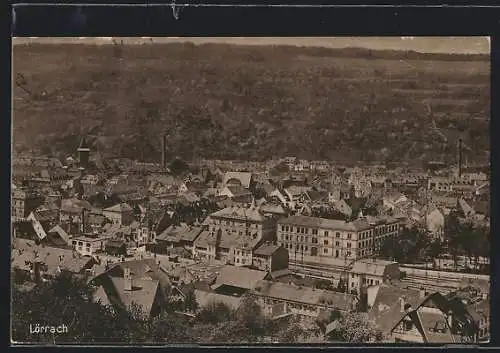 AK Lörrach, Ortsansicht aus der Vogelschau