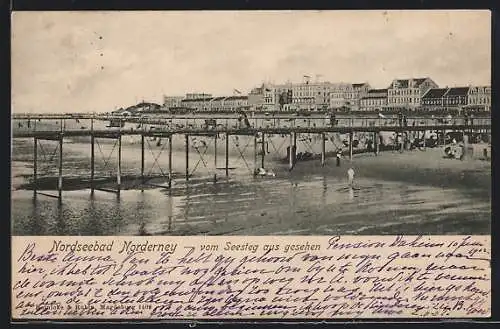 AK Norderney, Panorama vom Seesteg aus gesehen