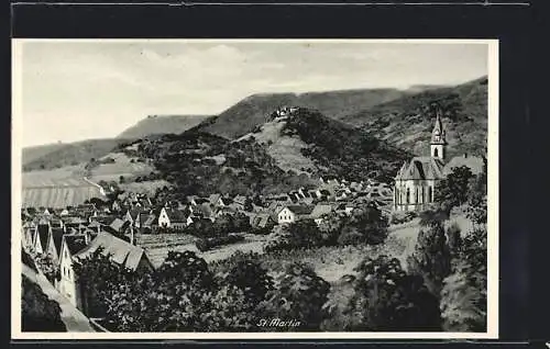 AK St. Martin / Pfalz, Ortsansicht mit Bergen