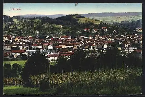 AK Lörrach, Teilansicht mit Berg und Fernblick