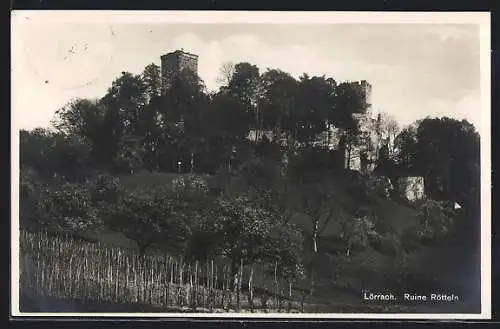 AK Lörrach, Ruine Rötteln, Blick zum Schloss hinauf