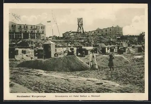 AK Wangerooge, Strandpartie mit Hotel Gerken und Monopol