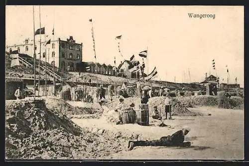 AK Wangeroog, Partie am Strand mit Küstenblick