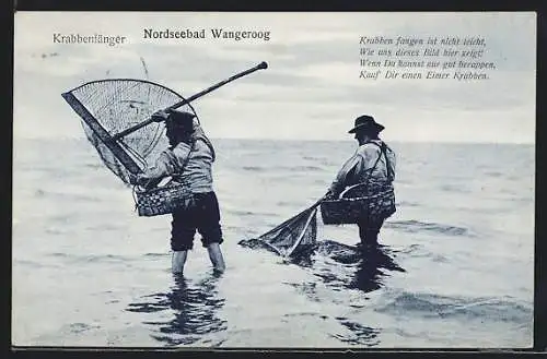 AK Wangerooge, Krabbenfänger bei der Arbeit