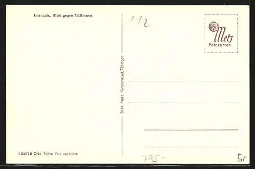 AK Lörrach, Blick über die Stadt nach Tüllingen