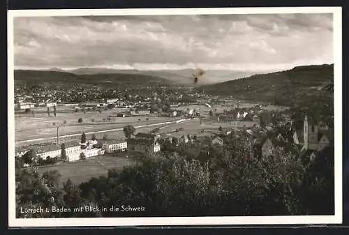 AK Lörrach, Panorama mit Blick in die Schweiz