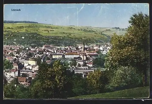 AK Lörrach, Teilansicht mit Fernblick