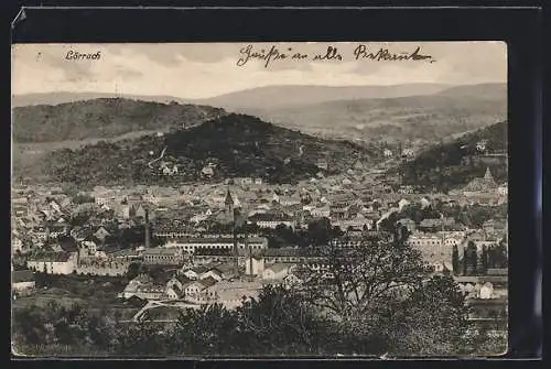 AK Lörrach, Ortsansicht aus der Vogelschau