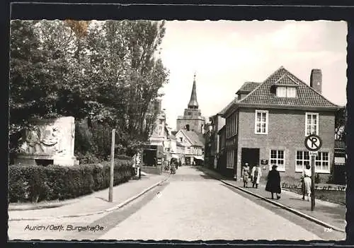 AK Aurich / Ostfriesland, Blick in die Burgstrasse