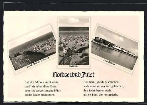 AK Nordseebad Juist, Inselbahn, Strand und Dünen-Partie