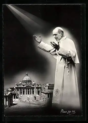 AK Rom, Petersplatz mit Papst Pius XII.