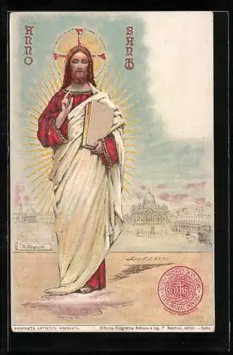 AK Jesus erscheint vor dem Petersdom, Anno Santo