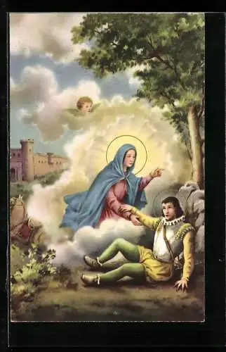 Künstler-AK S. Giovanni di Dio caduto da cavallo viene soccorso da Maria Santissima