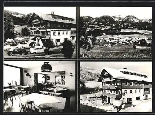 AK Bolsterlang /Allg., Café-Pension Köberle in Sommer und Winter, Innenansicht und Panoramablick