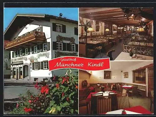 AK Fischen /Allgäu, Gasthof-Pension-Café Münchner Kindl, mit Speiseräumen