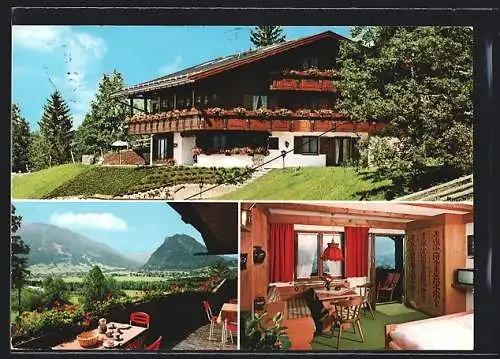 AK Pfronten-Meilingen, Pension Haus am Sonnenbichl, Panoramablick vom Balkon