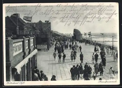 AK Westerland /Sylt, Strandpromenade mit Förtner`s Gasthaus