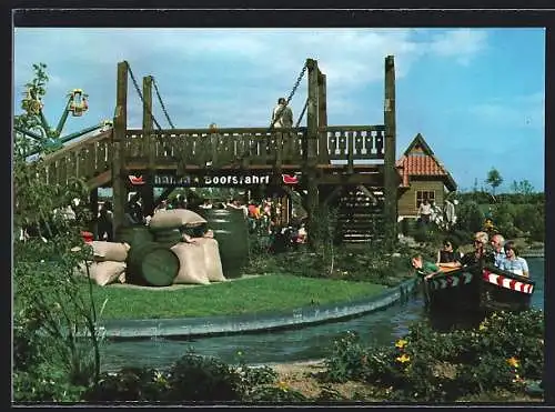 AK Sierksdorf, Hansa-Bootsfahrt mit alter Brücke im Hansaland