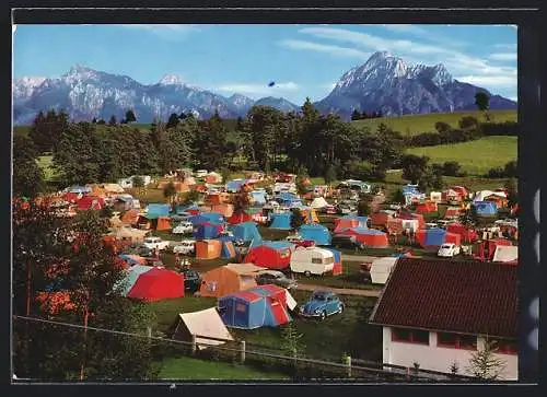 AK Hopfen am See, Campingplatz mit Blick auf Tegelberg, Straussberg und Säuling