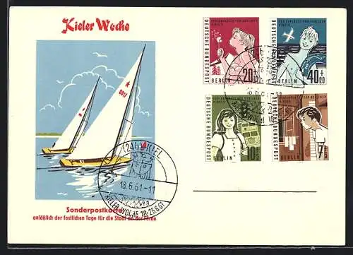 AK Kiel, Sonderpostkarte mit Sonderstempel und Sondermarken