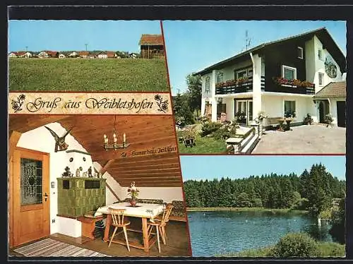 AK Weibletshofen / Marktoberdorf, Ferienhaus Rössle mit Innenansicht, Seeblick