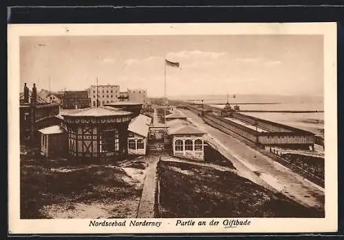 AK Norderney / Nordsee, Giftbude und Strand